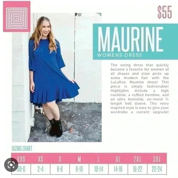 Lularoe large Maurine denim blue striped Maurine swing dress.From my stash! EuUC - Picture 7 of 7